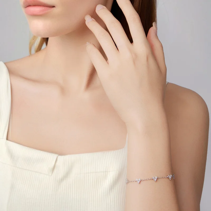 (image for) PANDORA Style Sparkling Cubic Zirconia Heart Chain Bracelet - BSB227 - View 6