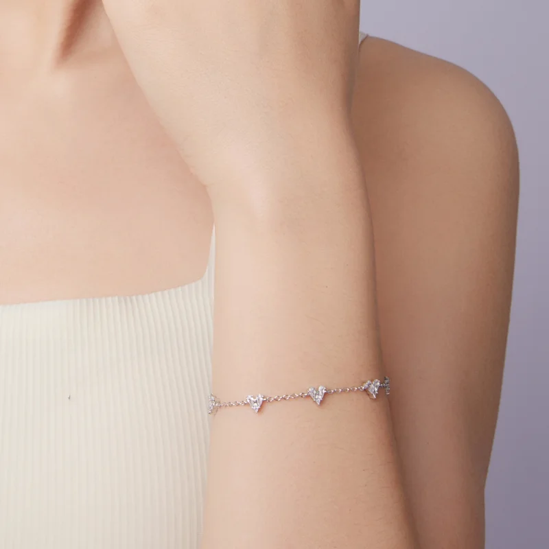 (image for) PANDORA Style Sparkling Cubic Zirconia Heart Chain Bracelet - BSB227 - View 8