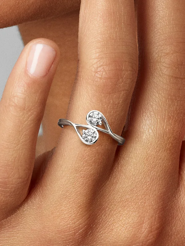 (image for) Pandora Infinite 14k White Gold Double Lab-grown Diamond Ring - 152585C01 - View 2
