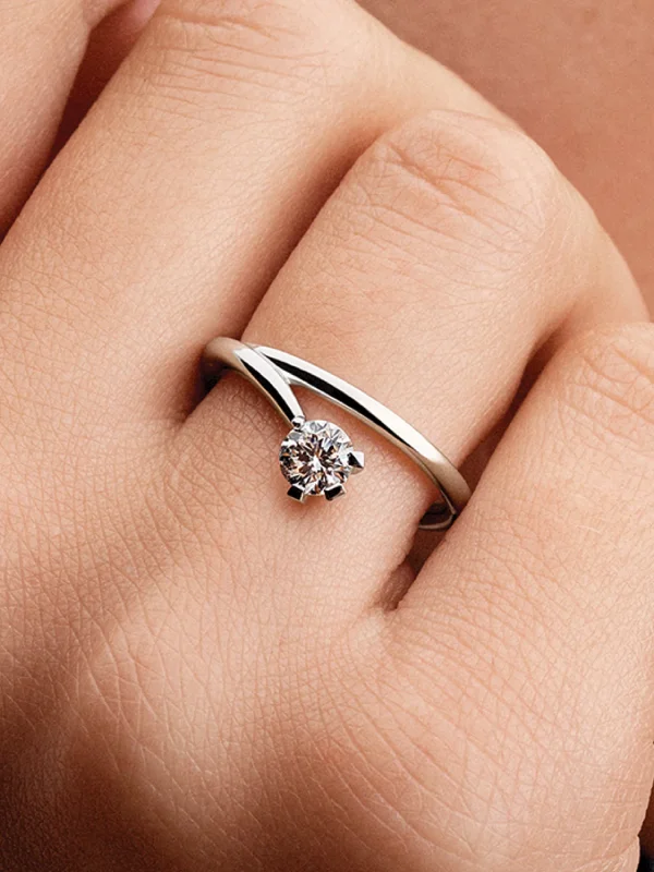 (image for) Pandora Nova 14k White Gold Lab-grown Diamond Asymmetric Ring - 152897C01 - View 2