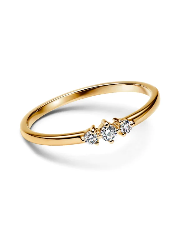 (image for) Pandora Era 14k Gold Lab-grown Diamond Triple Stone Ring - 153631C01 - View 3