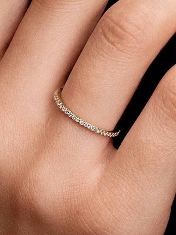 (image for) Pandora Era 14k Gold Lab-grown Diamond Half Eternity Pavé Band Ring - 153638C01 - View 2