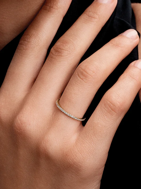 (image for) Pandora Era 14k Gold Lab-grown Diamond Half Eternity Pavé Band Ring - 153638C01 - View 3