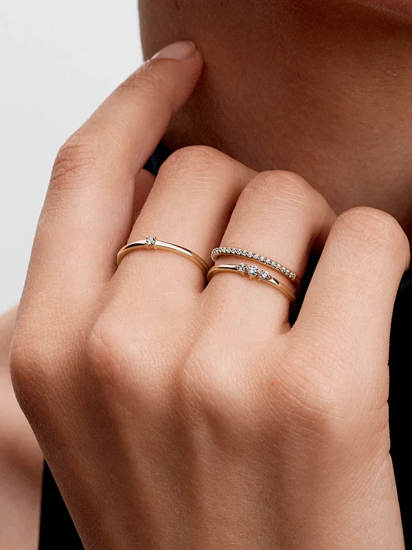 (image for) Pandora Era 14k Gold Lab-grown Diamond Half Eternity Pavé Band Ring - 153638C01 - View 5
