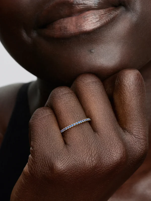 (image for) Pandora Sparkling Blue Half-Eternity Band Ring - 162999C02 - View 2