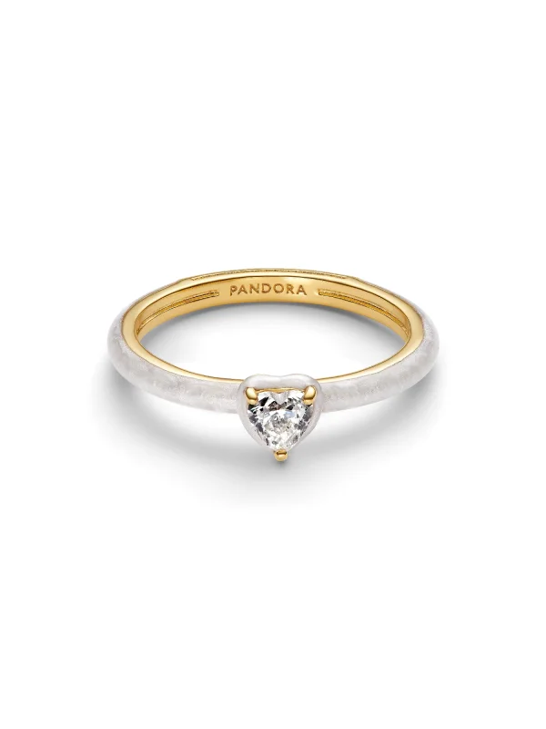 (image for) Pandora White Chakra Heart Ring - 163088C01 - View 3