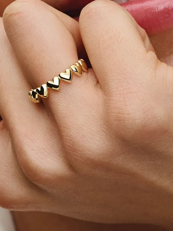 (image for) Pandora Row of Hearts Ring - 163427C00 - View 2