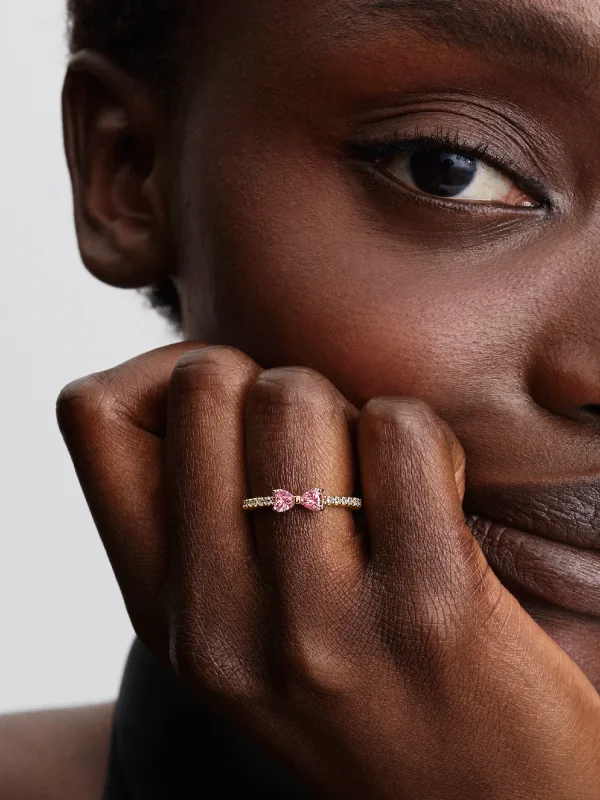(image for) PANDORA Bow Tie Ring 163510C01 | Sparkling Pink Gold - View 2