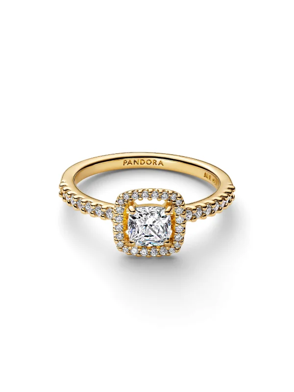 (image for) Pandora Sparkling Square Clear Halo Ring - 163555C01 - View 4