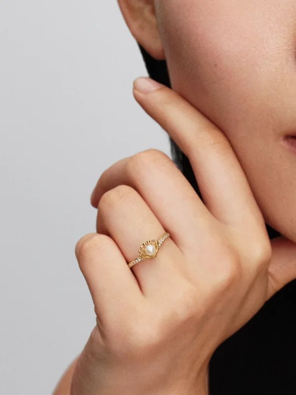 (image for) PANDORA Jewelry Ring 163654C01 | Ariel Pearl Shell Ring - View 2