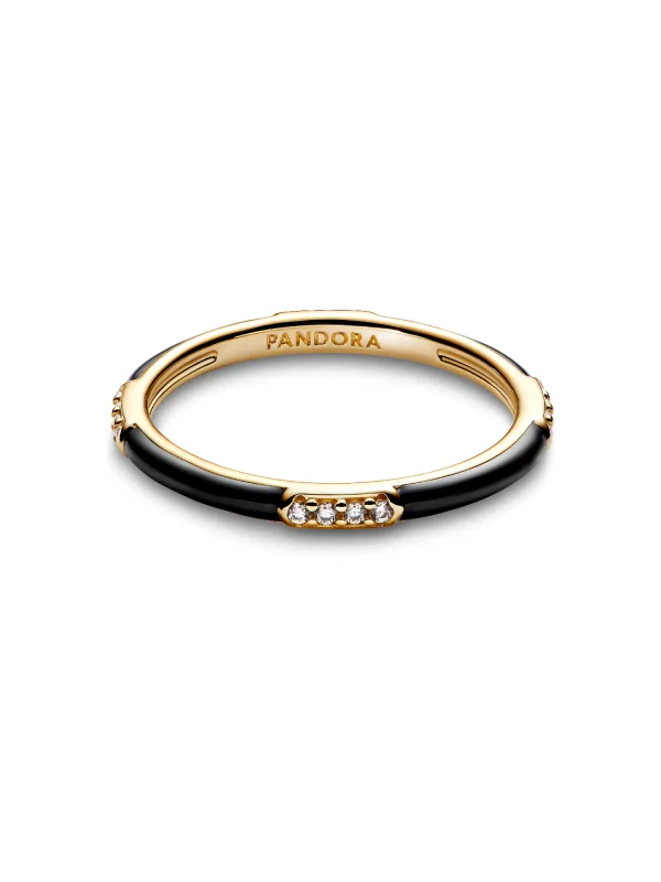 (image for) Pandora Black Enamel & Stones Ring - 163686C01 - View 4