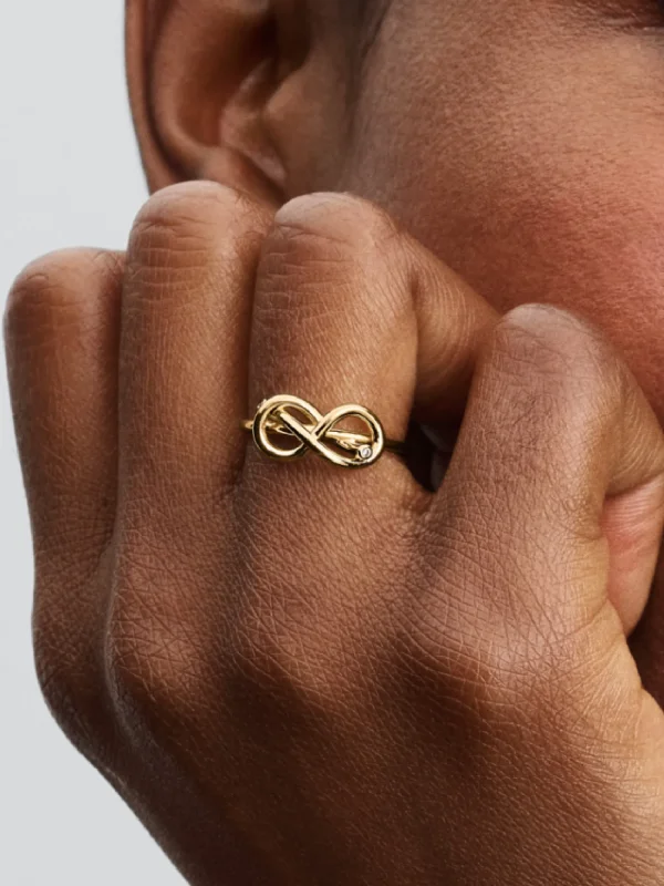 (image for) Infinity Knot Ring PANDORA 163759C01 | 14k Gold Plating - View 2