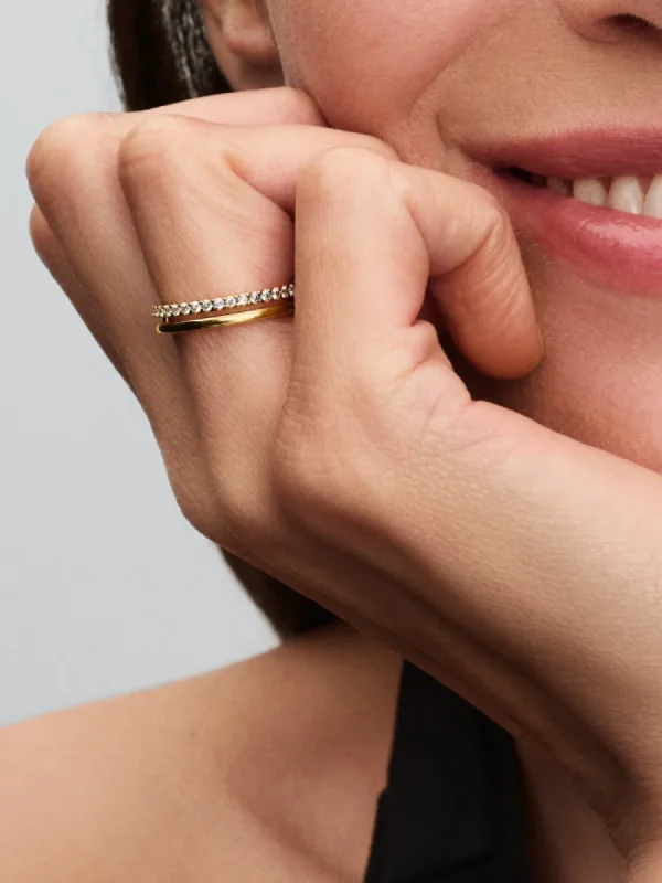(image for) Double Band Ring PANDORA 163799C01 | 14k Gold-Plated - View 2