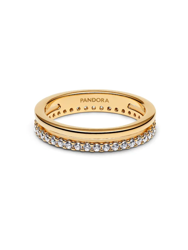 (image for) Double Band Ring PANDORA 163799C01 | 14k Gold-Plated - View 3