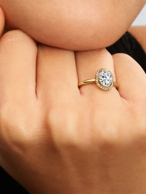 (image for) Pandora Oval Sparkling Halo Ring - 163802C01 - View 2