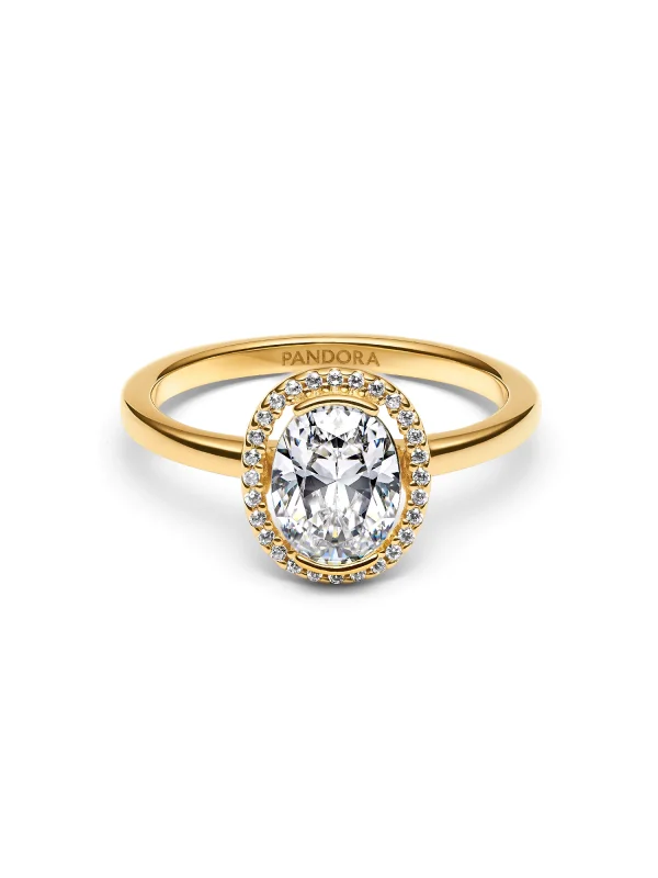 (image for) Pandora Oval Sparkling Halo Ring - 163802C01 - View 4