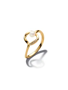 (image for) Pandora Organically Shaped Pavé Circle & Treated Freshwater Cultured Pearl Ring - 163831C01