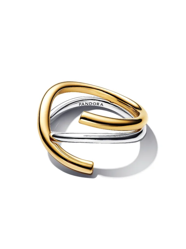 (image for) Pandora Organically Shaped Two-tone Double Ring - 163889C00 - View 4