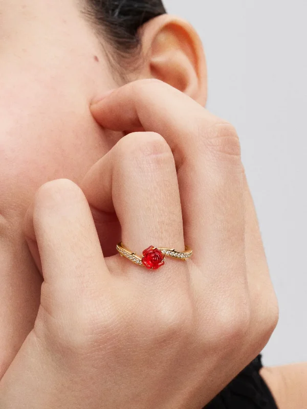 (image for) PANDORA Disney Beauty and the Beast Rose Ring 163984C01 - View 2