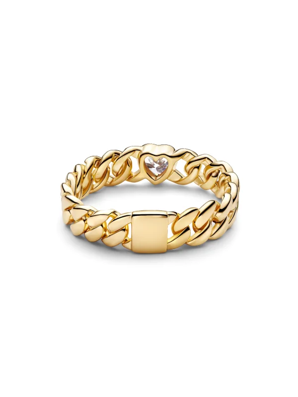 (image for) Pandora Heart Cuban Chain Ring - 164386C01 - View 4