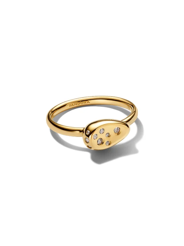 (image for) Pandora Small Stone-Set Oval Signet Ring - 164672C01 - View 3