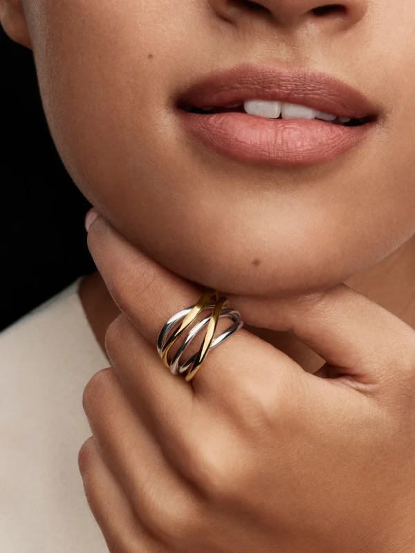 (image for) PANDORA Essence Rings 164673C00 | Two-Tone Entwined Band - View 2