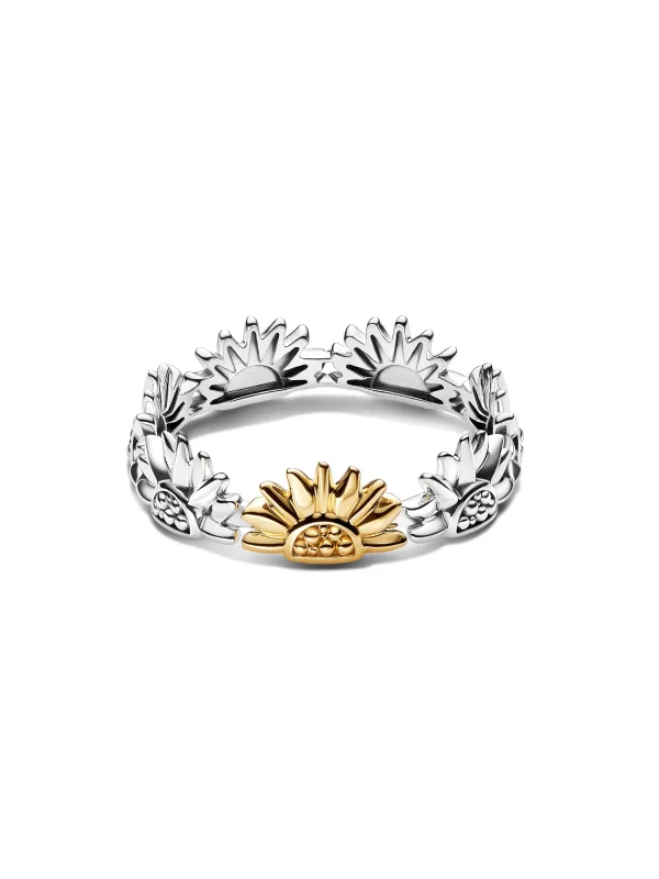(image for) Pandora Sunflower Two-Tone Band Ring - 164702C00 - View 3