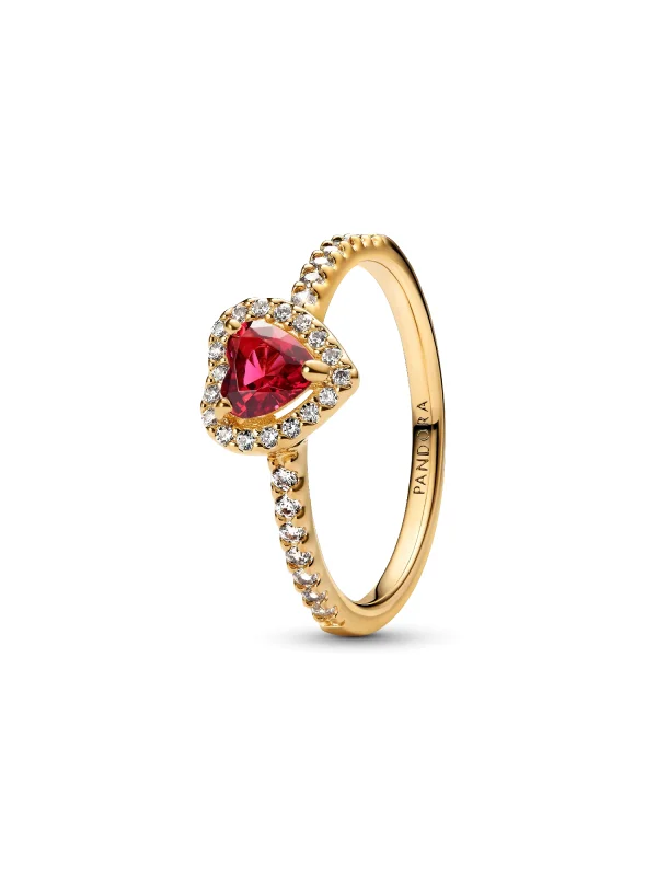 (image for) PANDORA Elevated Heart Ring 168421C02 | Red Crystal Accent - View 2