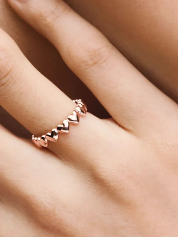 (image for) Pandora Row of Hearts Ring - 183427C00 - View 2