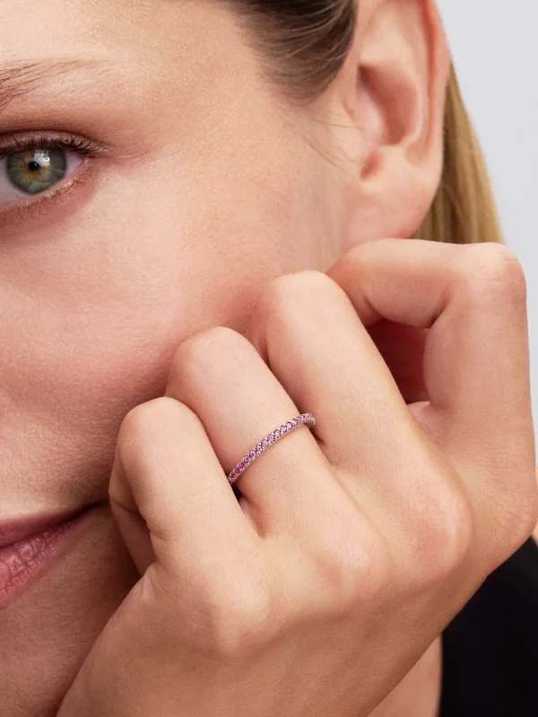 (image for) Pandora Sparkling Pink Band Ring - 192999C02 - View 2