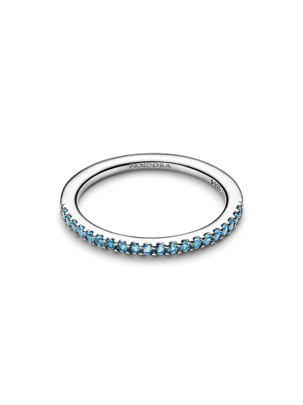 (image for) PANDORA Aquamarine Ring 192999C03 Sterling Silver Band - View 3
