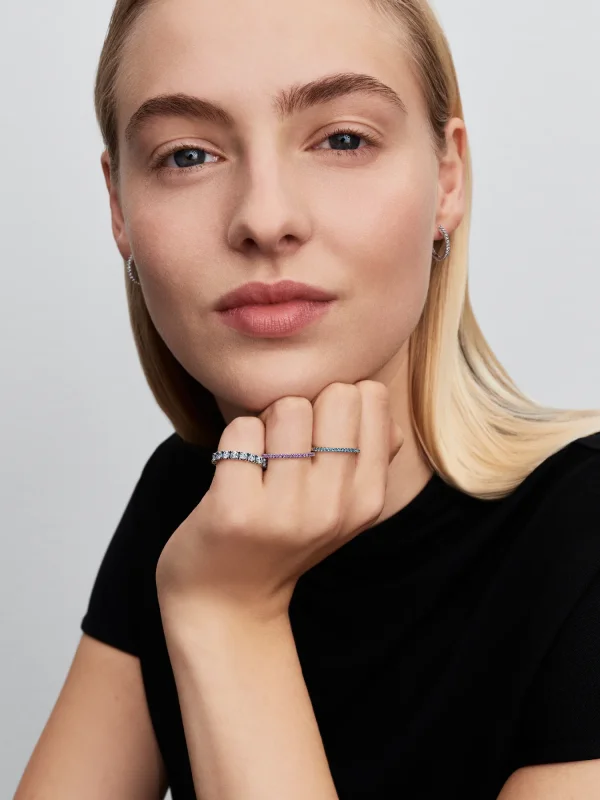 (image for) PANDORA Aquamarine Ring 192999C03 Sterling Silver Band - View 4