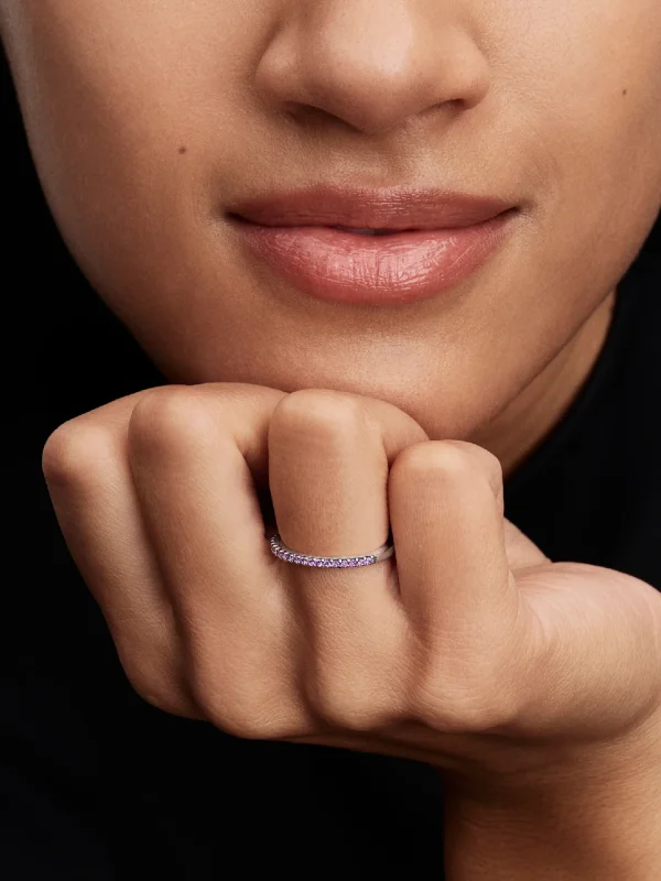 (image for) Pandora Sparkling Purple Half-Eternity Band Ring - 192999C04 - View 2