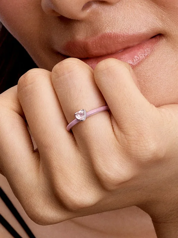 (image for) PANDORA Pink Chakra Heart Ring 193088C02 | Promise Rings - View 2