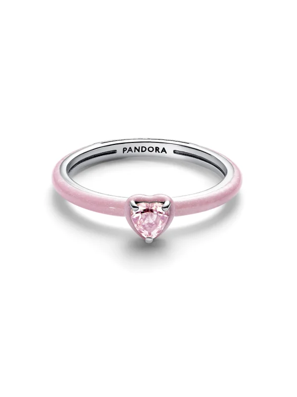 (image for) PANDORA Pink Chakra Heart Ring 193088C02 | Promise Rings - View 3