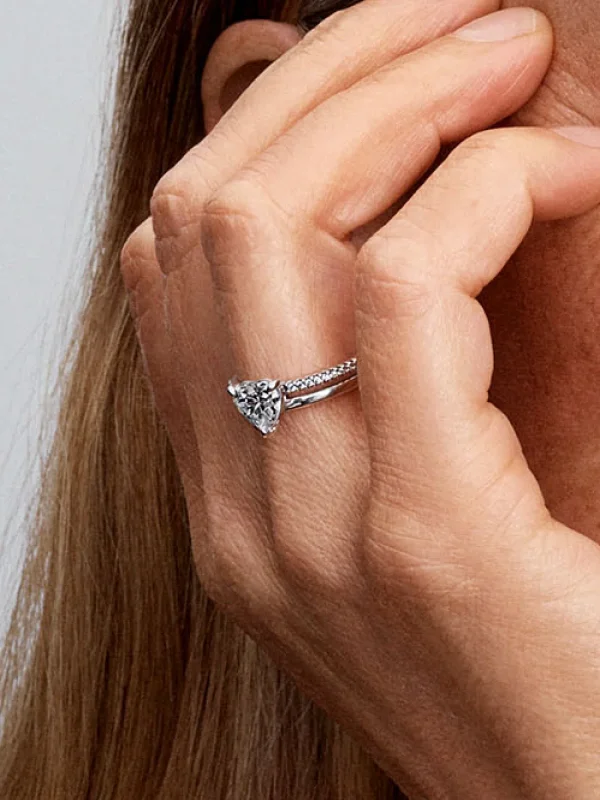 (image for) Pandora Double Band Heart Ring - 193100C01 - View 2