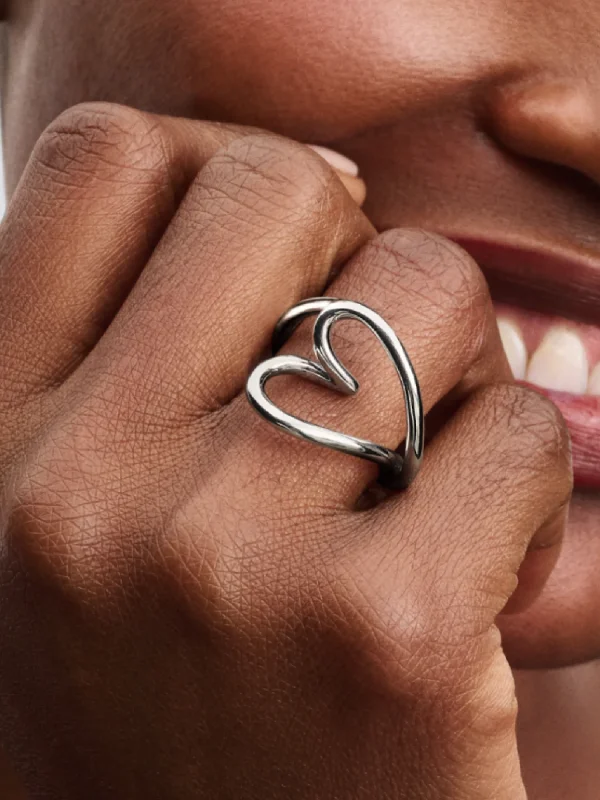 (image for) Heart Shaped Ring PANDORA 193288C00 Sterling Silver - View 2