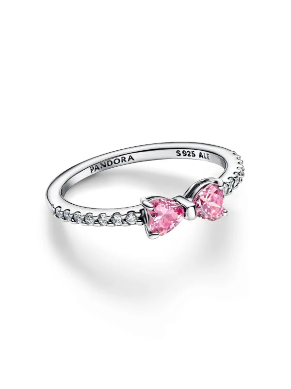 (image for) PANDORA Sparkling Bow Ring 193510C01 Sterling Silver - View 4