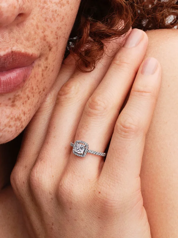 (image for) Pandora Sparkling Square Halo Ring - 193555C02 - View 2