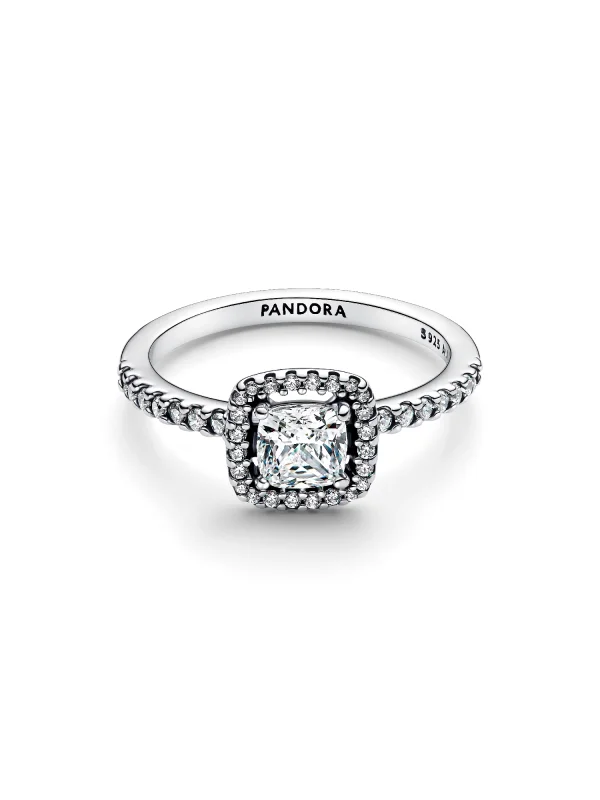 (image for) Pandora Sparkling Square Halo Ring - 193555C02 - View 4