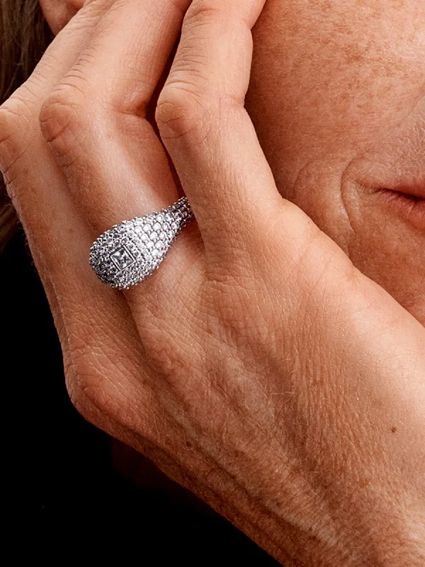 (image for) PANDORA Cocktail Ring 193556C01 | Sterling Silver Pavé - View 2