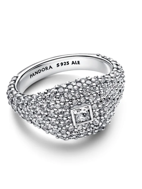 (image for) PANDORA Cocktail Ring 193556C01 | Sterling Silver Pavé - View 4