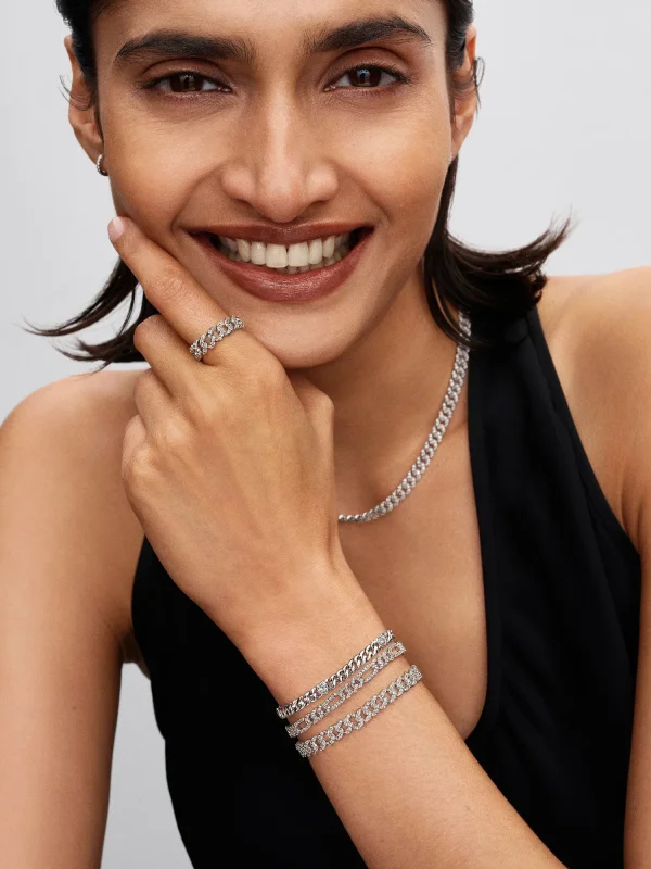 (image for) PANDORA Pavé Cuban Chain Ring 193557C01 Sterling Silver - View 6