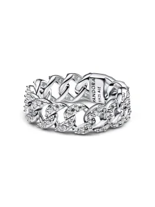 (image for) PANDORA Pavé Cuban Chain Ring 193557C01 Sterling Silver