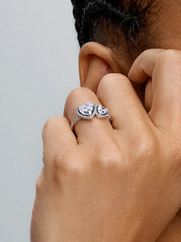 (image for) Pandora Sparkling Halo Hearts Ring - 193659C01 - View 2