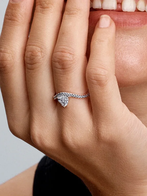 (image for) Pandora Wavy Pavé Heart Ring - 193661C01 - View 2
