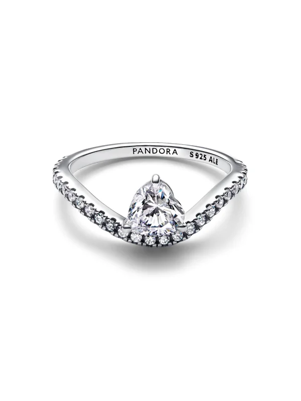 (image for) Pandora Wavy Pavé Heart Ring - 193661C01 - View 4