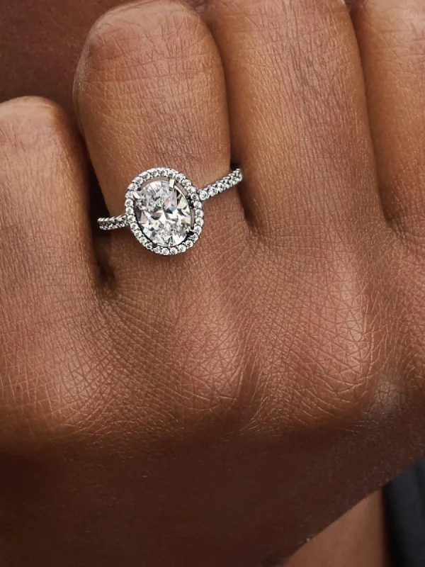 (image for) Pandora Oval Sparkling Halo Statement Ring - 193777C01 - View 2