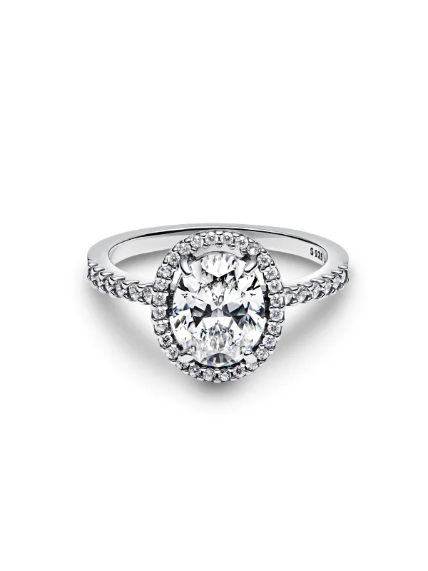 (image for) Pandora Oval Sparkling Halo Statement Ring - 193777C01 - View 4