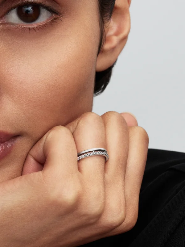 (image for) PANDORA Rings Double 193799C01 Sterling Silver Band - View 2